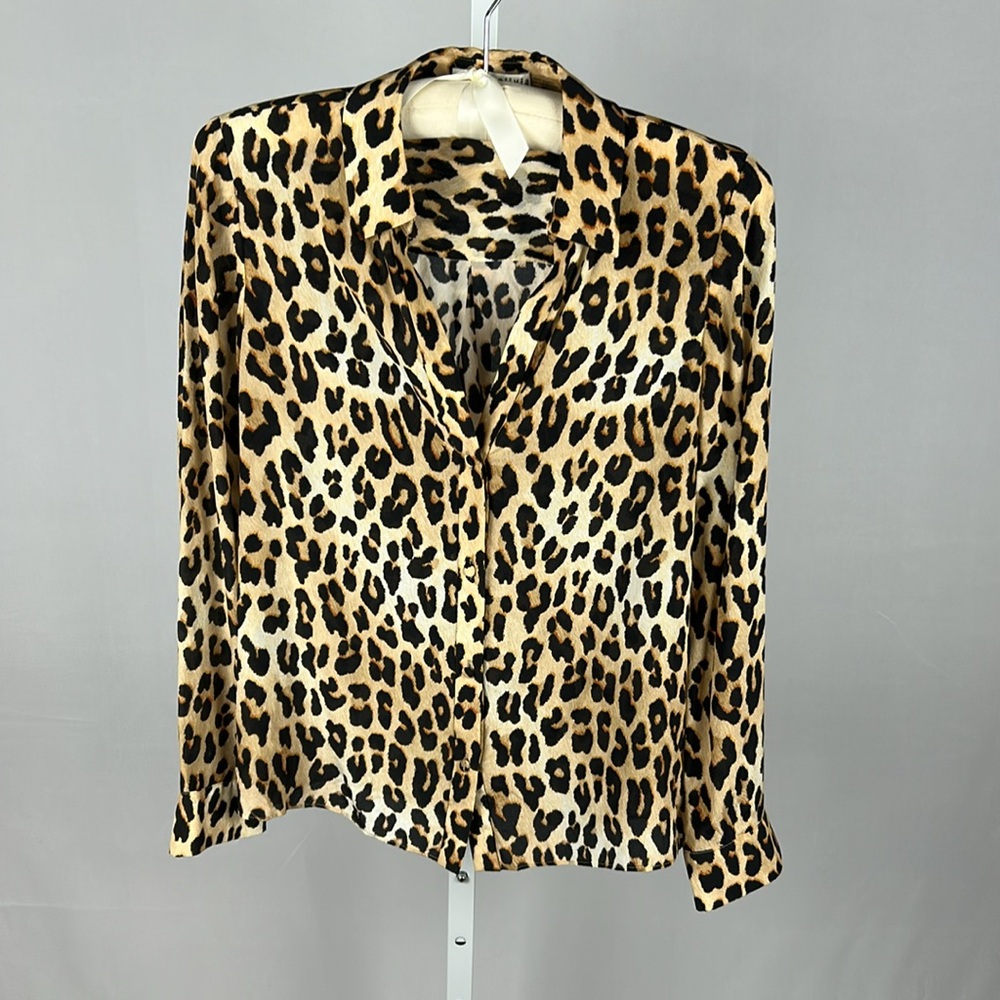 Alice + Olivia Eloise Leopard Print Blouse size M 100% Silk